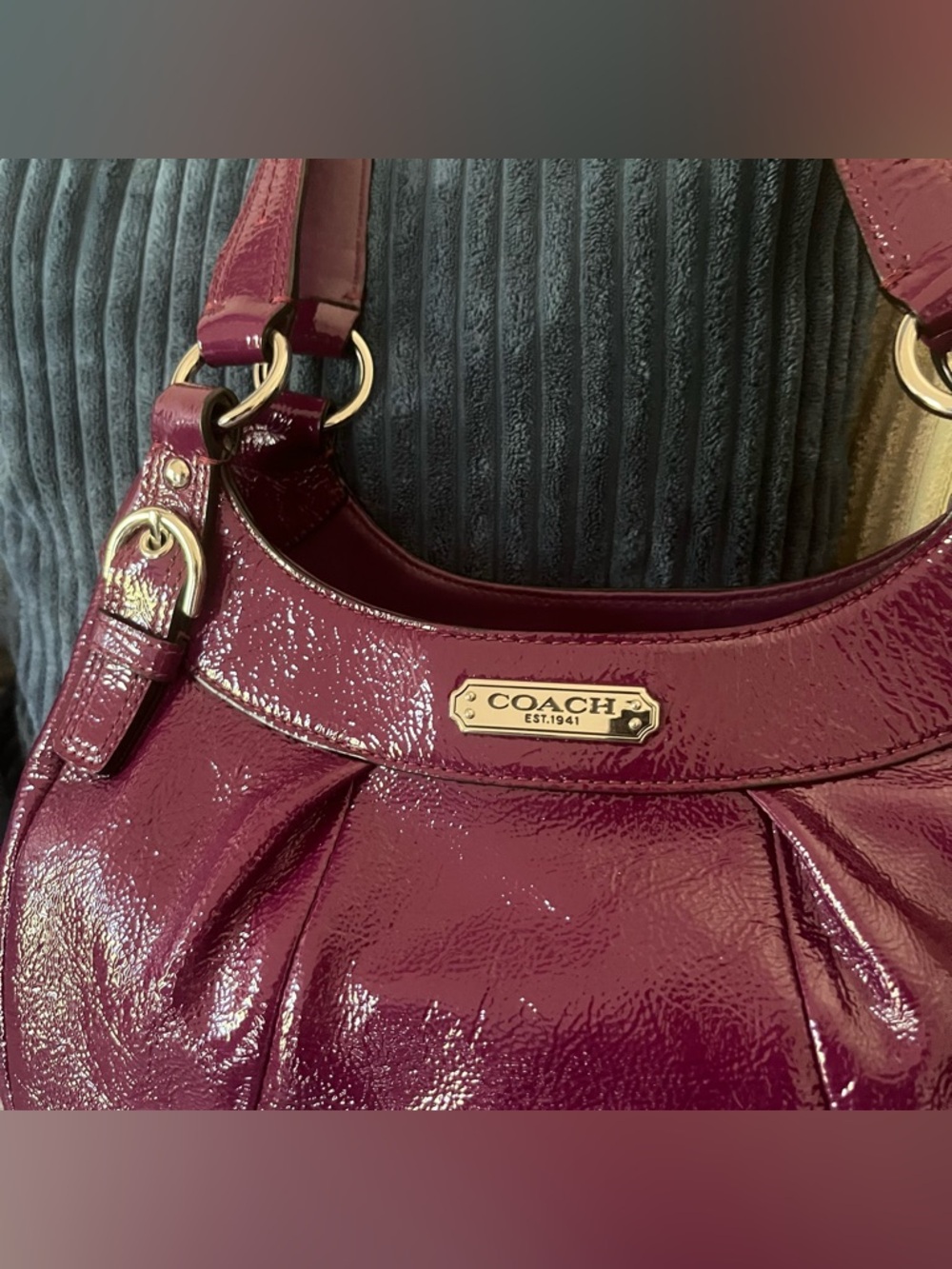 NWOT Coach soho fuchsia, plum pattern, leather shoulder bag F19705 - Picture 4 of 14